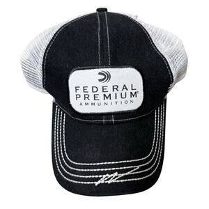 Federal Ammunition Printed Baseball Cap Black White Cotton Blend Hat Adult Size